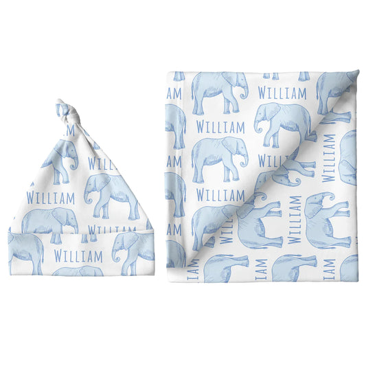 Personalized Blanket & Hat Gift Sets - Elephant