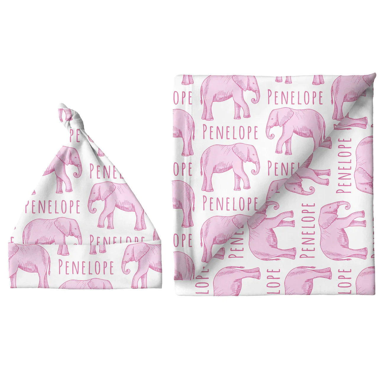 Personalized Blanket & Hat Gift Sets - Elephant