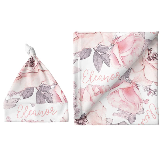 Personalized Blanket & Hat Gift Sets - Wallpaper Floral