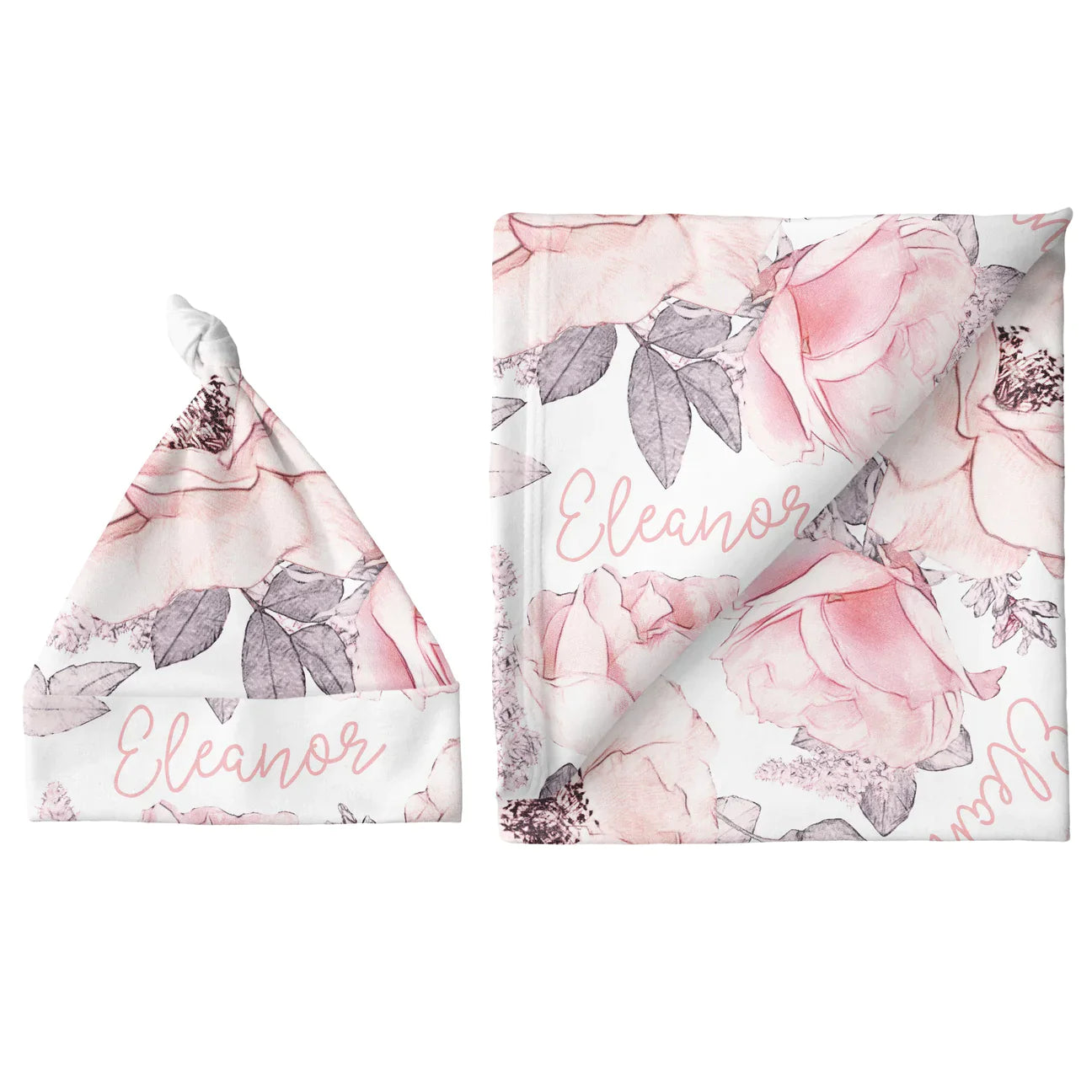 Personalized Blanket & Hat Gift Sets - Wallpaper Floral